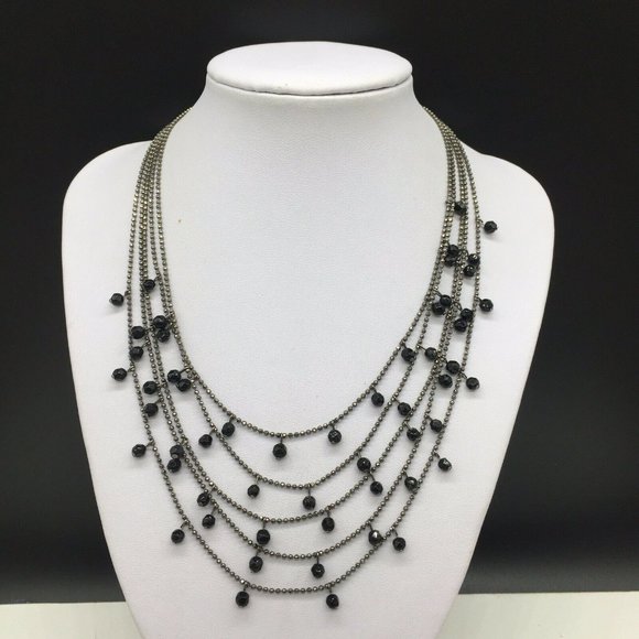 Premier Designs Jewelry - Premier Designs Black Glass Beaded Gray Necklace